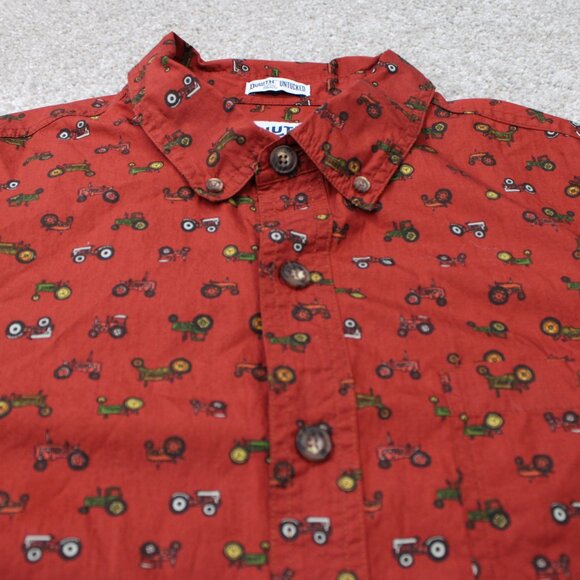 Duluth AOP Shirt Mens XL Orange BBQ Relaxed Fit Tractor All Over Print Untucked - Picture 6 of 14